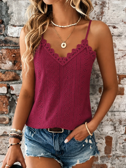 Celeste - Embroidered Camisole Top with Eyelet Detailing, Soft Fabric 8