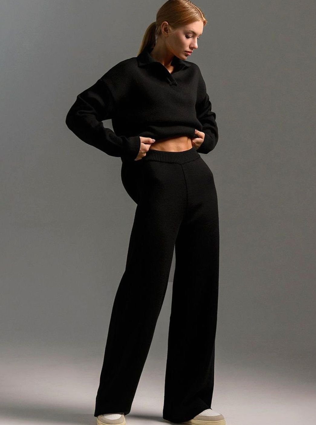 Charlotte Two-Piece Lounge Set - Soft Knit Pullover & Wide-Leg Pants 3