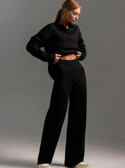 Charlotte Two-Piece Lounge Set - Soft Knit Pullover & Wide-Leg Pants 3
