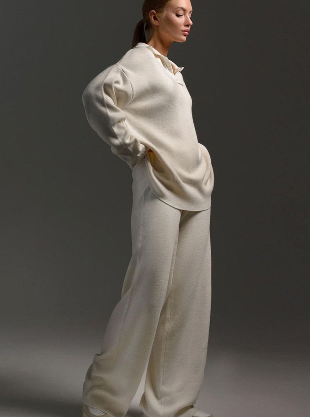 Charlotte Two-Piece Lounge Set - Soft Knit Pullover & Wide-Leg Pants 5
