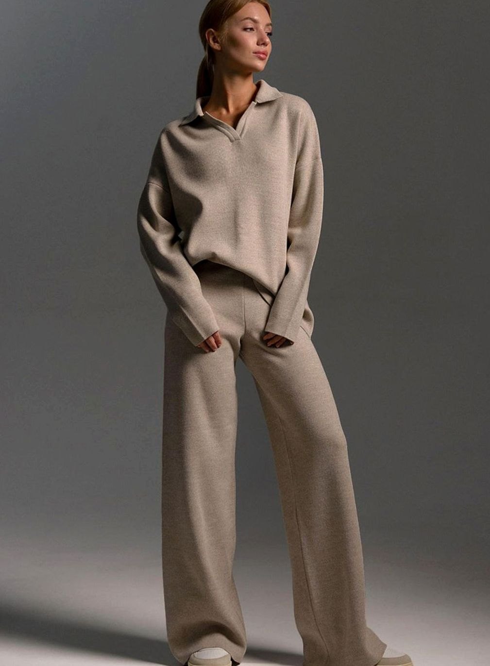 Charlotte Two-Piece Lounge Set - Soft Knit Pullover & Wide-Leg Pants 6