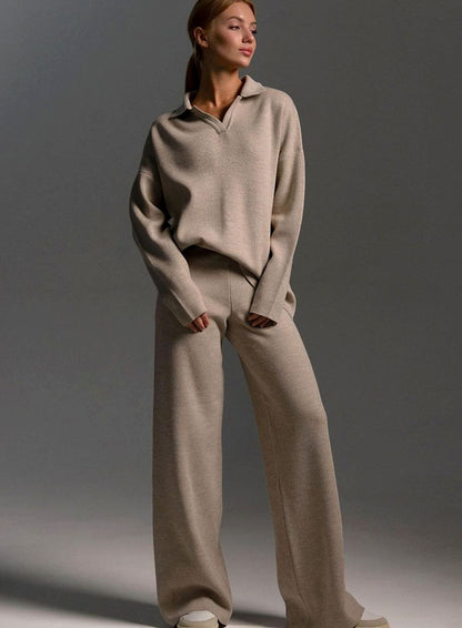 Charlotte Two-Piece Lounge Set - Soft Knit Pullover & Wide-Leg Pants 6