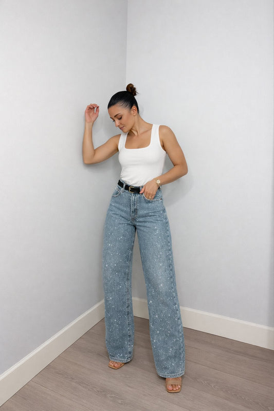Charlotte | Women's high-waist straight-leg glitter jeans 1