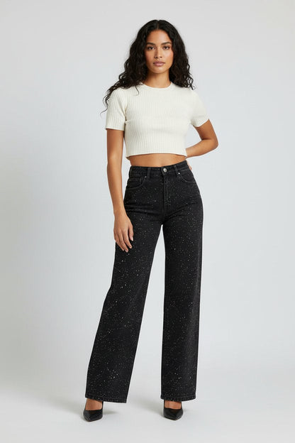 Charlotte | Women's high-waist straight-leg glitter jeans 3
