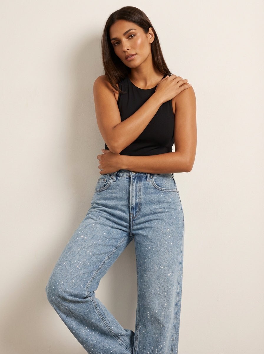 Charlotte | Women's high-waist straight-leg glitter jeans 4
