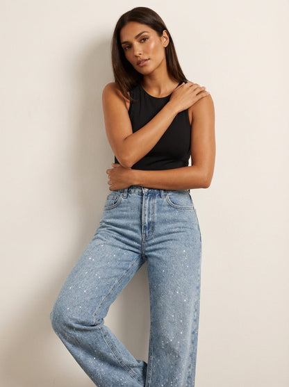 Charlotte | Women's high-waist straight-leg glitter jeans 4