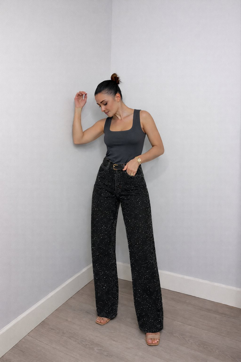 Charlotte | Women's high-waist straight-leg glitter jeans 5