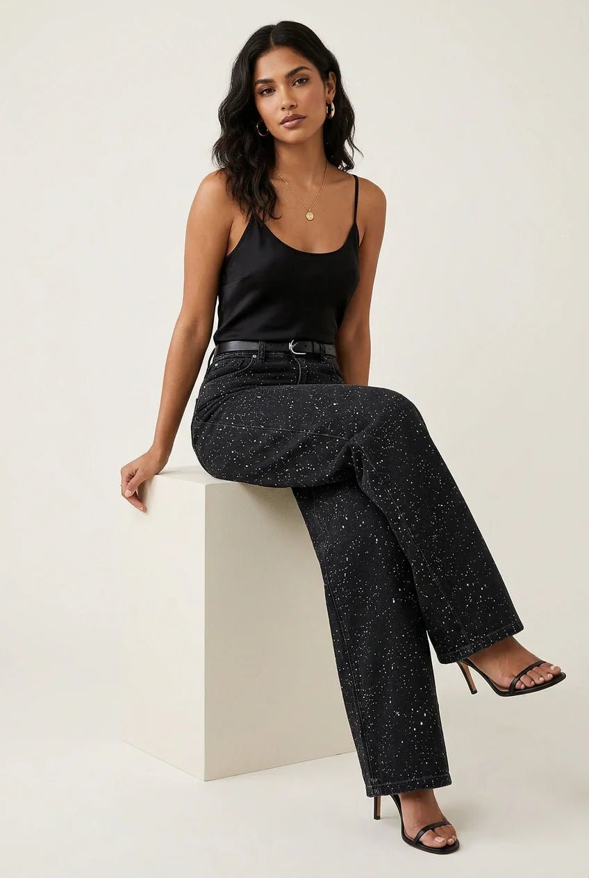 Charlotte | Women's high-waist straight-leg glitter jeans 8