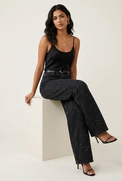 Charlotte | Women's high-waist straight-leg glitter jeans 8