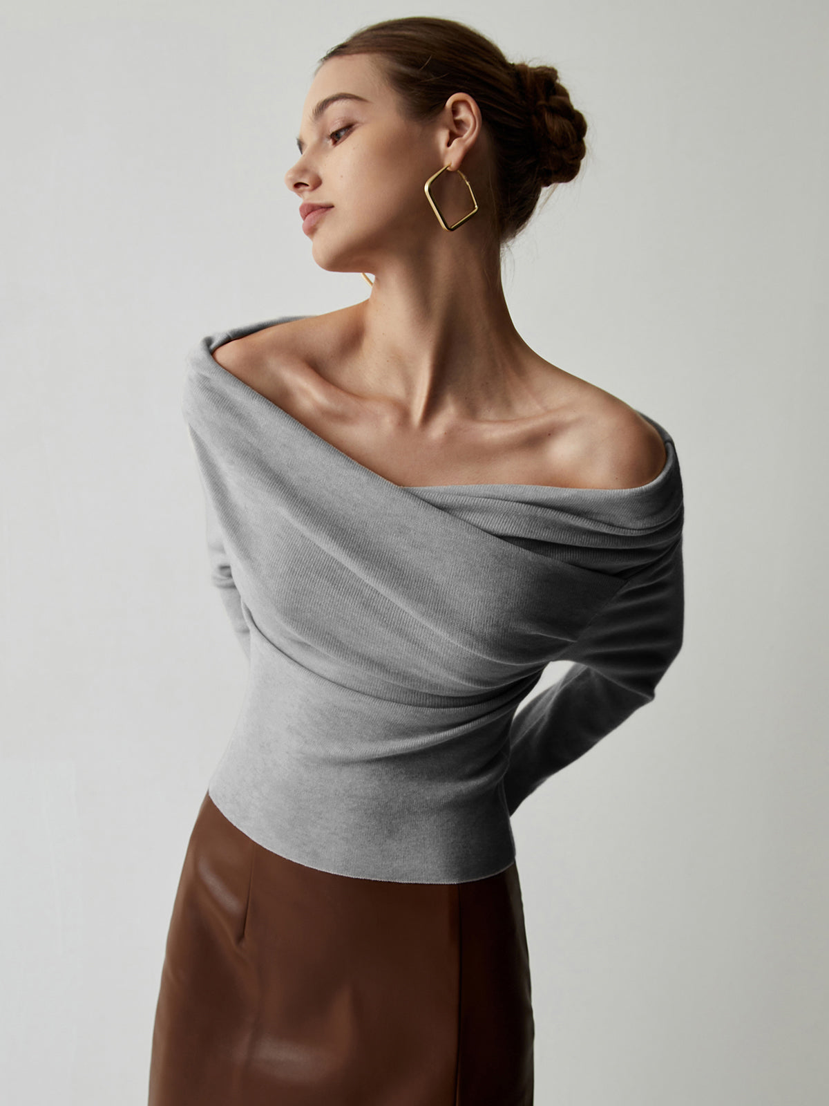 Chic Off Shoulder Long Sleeve Knit Top - Elegant Going Out Top for Casual Style 6