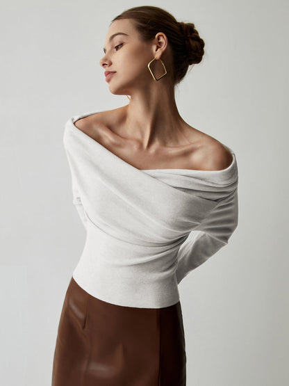 Chic Off Shoulder Long Sleeve Knit Top - Elegant Going Out Top for Casual Style 7
