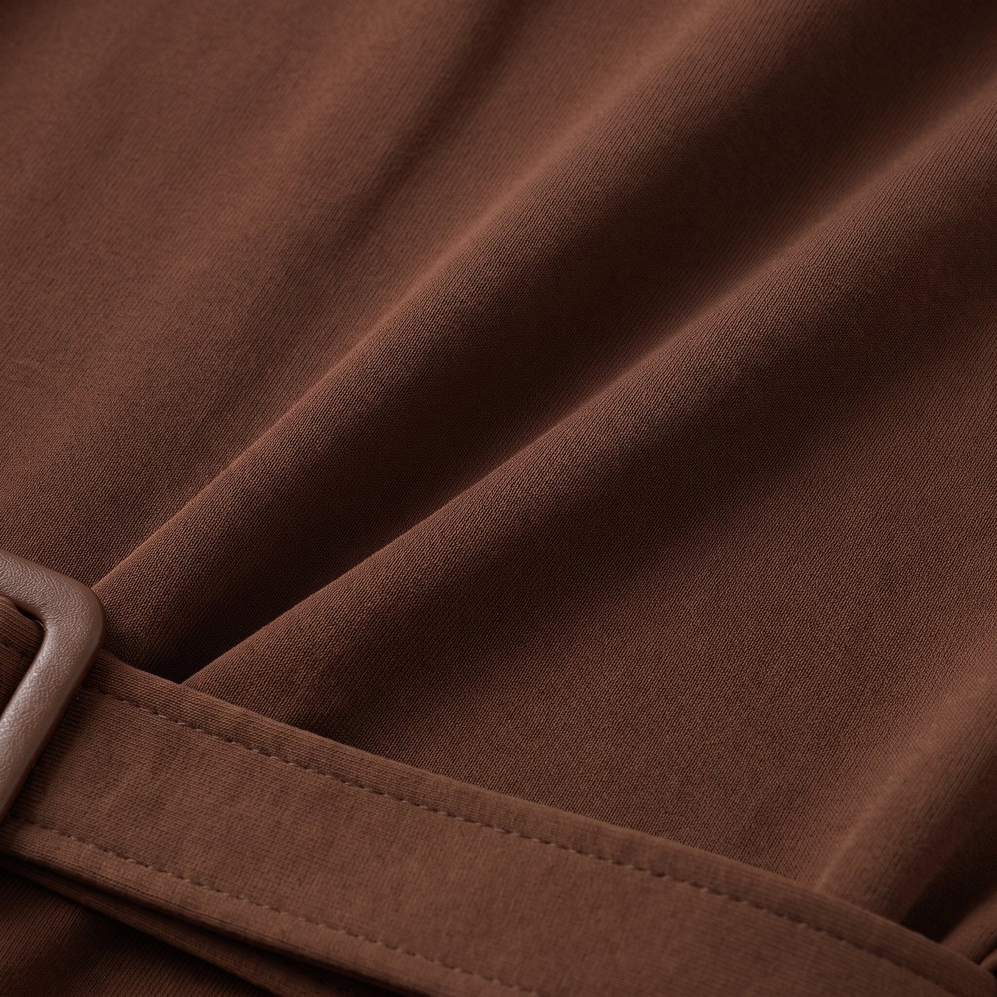Chic Off Shoulder Mini Dress - Brown Stretch Jersey Cocktail Dress for Parties 5