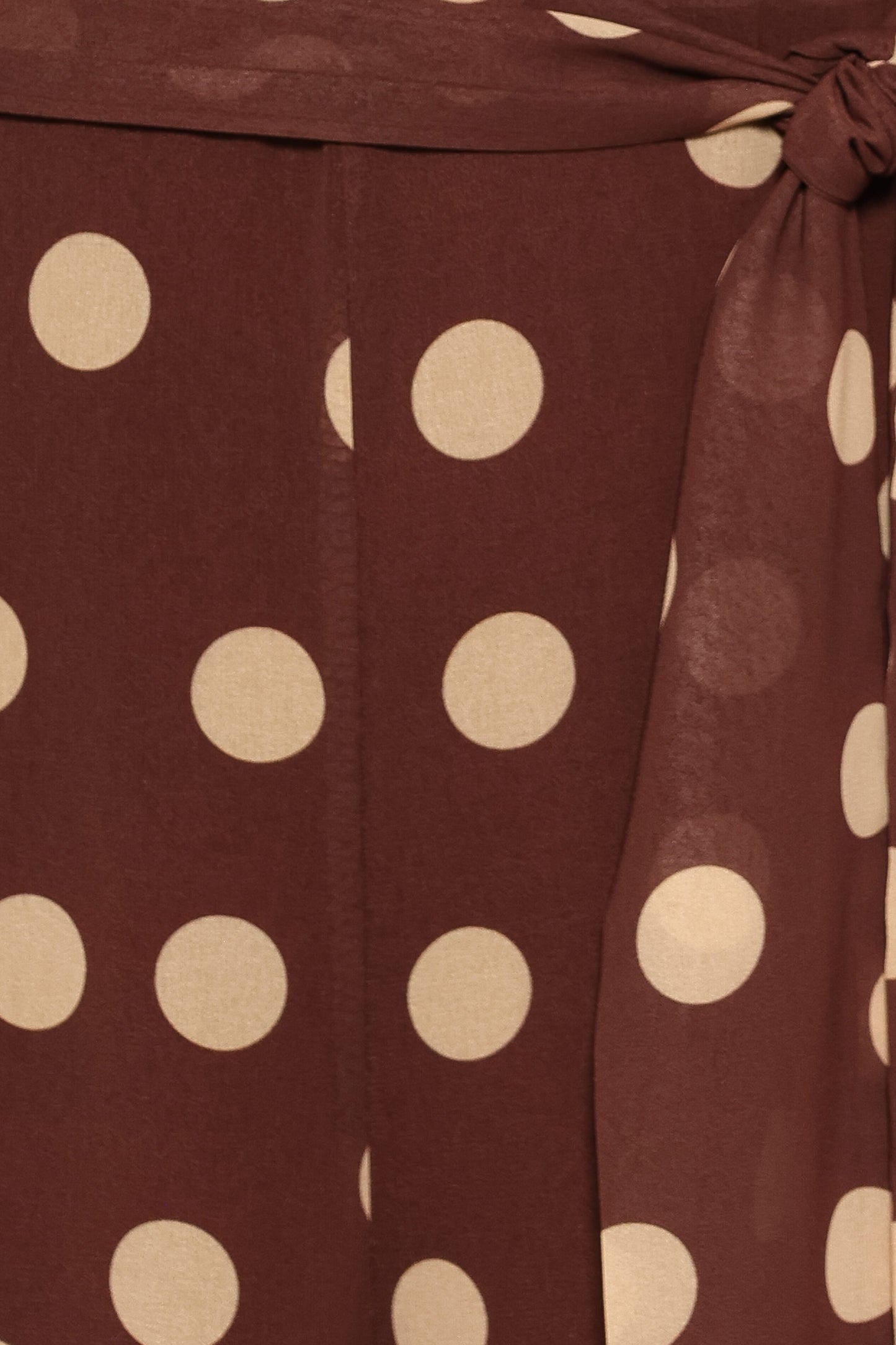 Chic Sleeveless Jumpsuit With Tie Waist And Brown Polka Dot Print 4