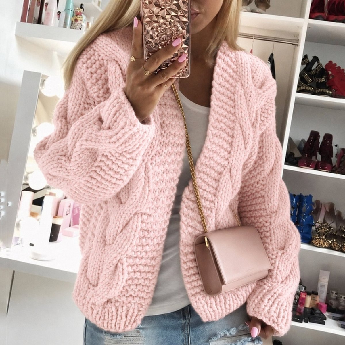 Chunky Cable Knit Open-Front Long Cardigan Sweater for Cozy Layering 1