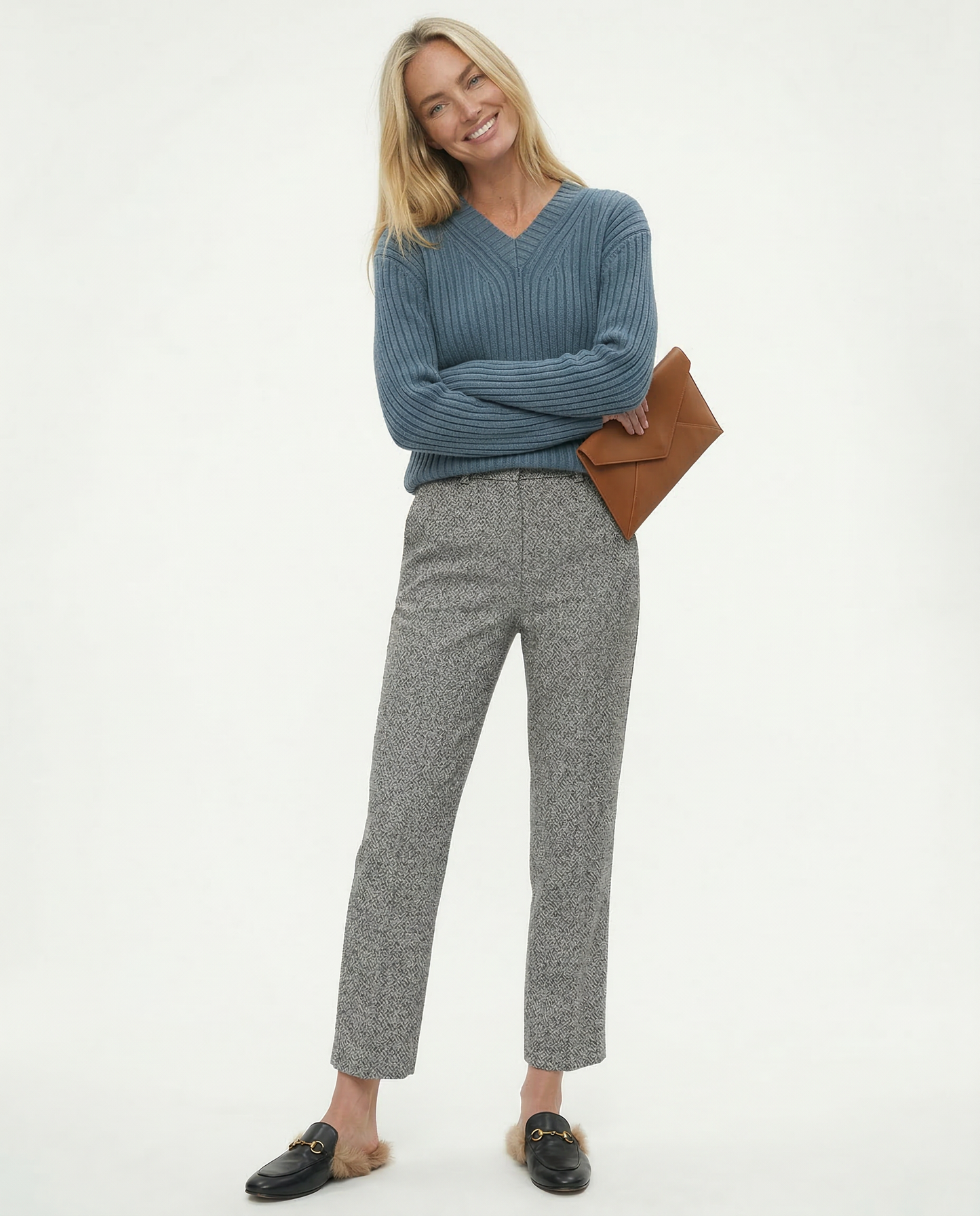 Classic High-Waist Straight-Leg Wool Trousers in Grey for Timeless Style 7