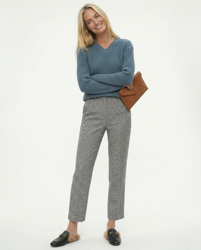 Classic High-Waist Straight-Leg Wool Trousers in Grey for Timeless Style 7