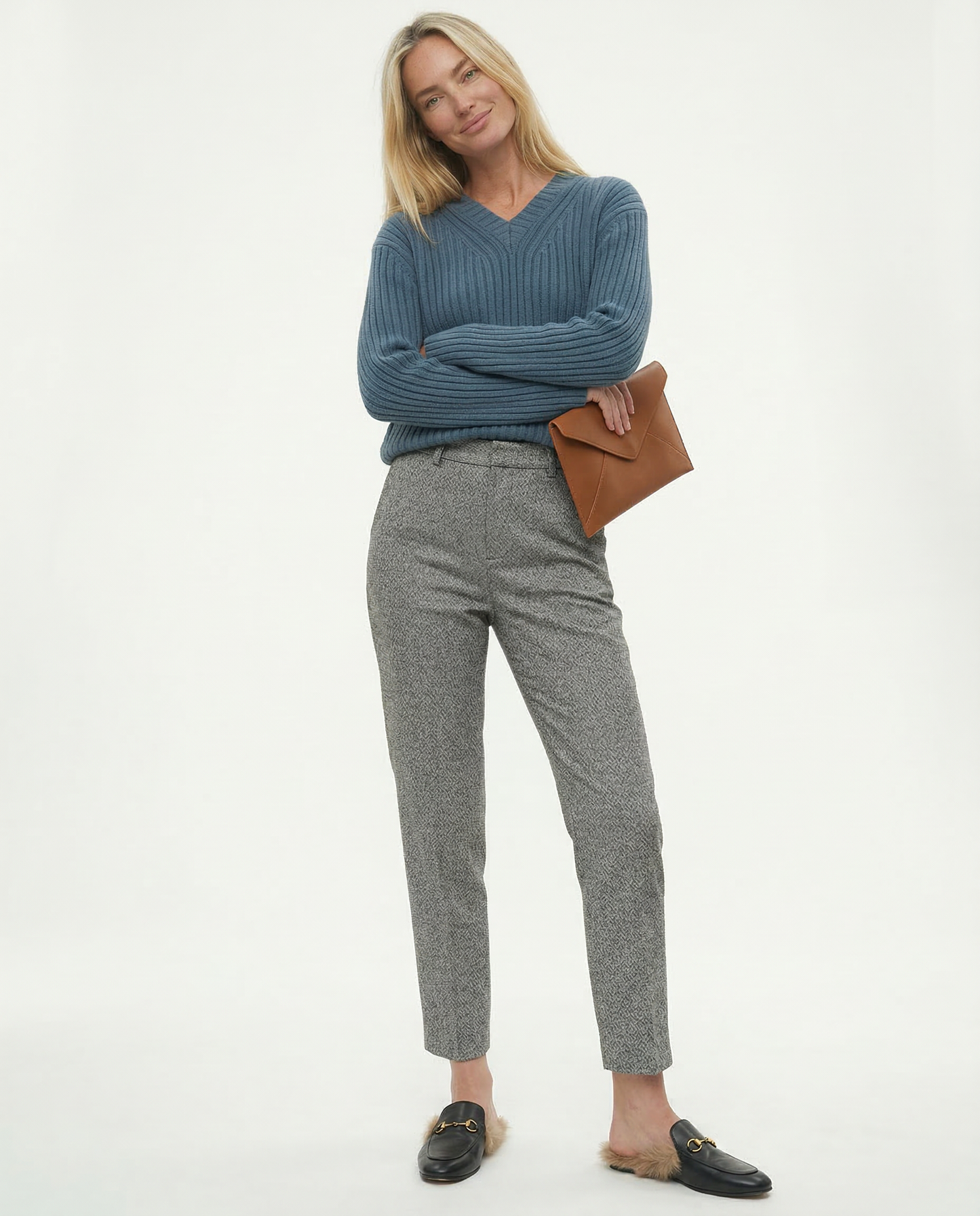 Classic High-Waist Straight-Leg Wool Trousers in Grey for Timeless Style 8