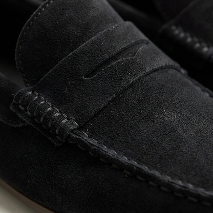 Classic Penny Strap Loafers - Comfortable Slip-On Black Leather Shoes 2