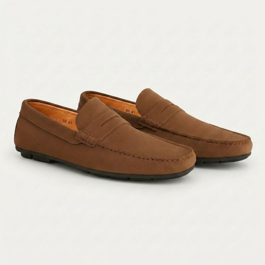 Classic Penny Strap Loafers - Comfortable Slip-On Black Leather Shoes 4