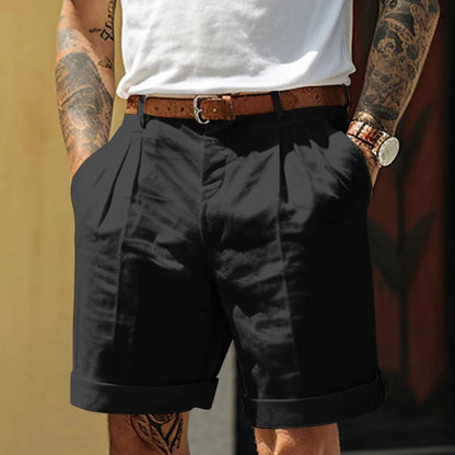 Classic Pleated Linen Shorts With Cuffed Hem for Ultimate Comfort 2