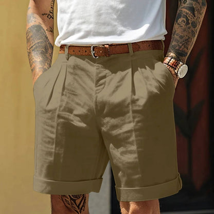 Classic Pleated Linen Shorts With Cuffed Hem for Ultimate Comfort 5