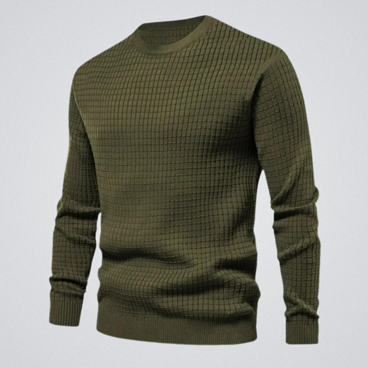 Classic Sweater - Soft Fine Waffle Texture with Round Neck for Versatile Style 1