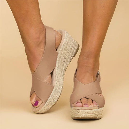 Cleo Black Wedge Sandals | Orthopedic, Adjustable Straps, Espadrille