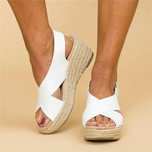 Cleo Black Wedge Sandals | Orthopedic, Adjustable Straps, Espadrille