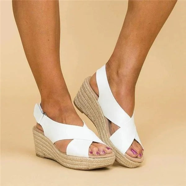 Cleo Black Wedge Sandals | Orthopedic, Adjustable Straps, Espadrille
