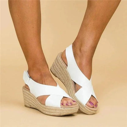 Cleo Black Wedge Sandals | Orthopedic, Adjustable Straps, Espadrille