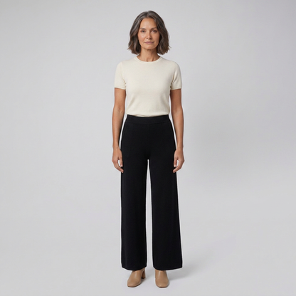 Cleo High-Waisted Soft Fabric Pants with Elastic Waistband for Comfort 1