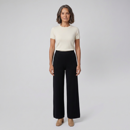 Cleo High-Waisted Soft Fabric Pants with Elastic Waistband for Comfort 1