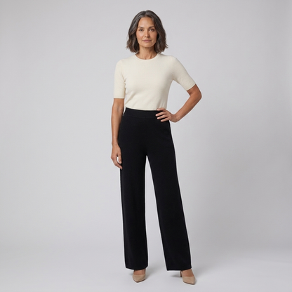 Cleo High-Waisted Soft Fabric Pants with Elastic Waistband for Comfort 2