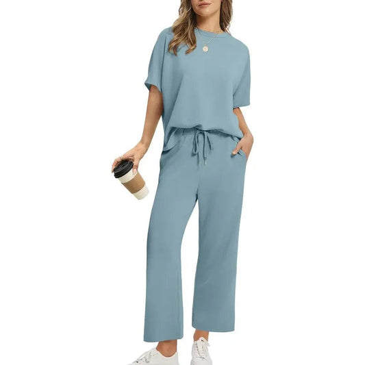 ComfortBlend - Women's 2 Piece Lounge Set with Oversized Top & Wide Leg Pants 1