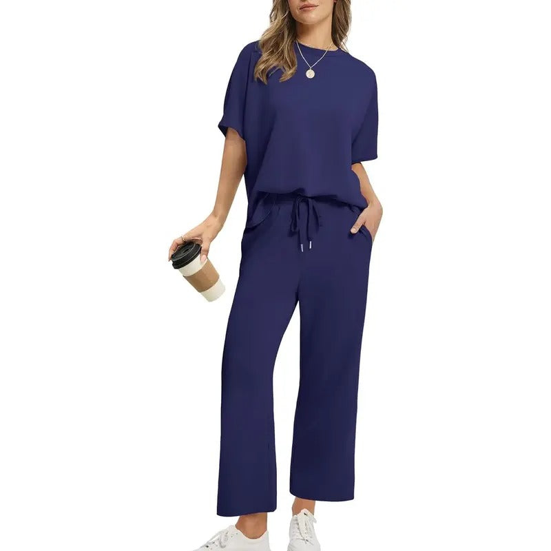 ComfortBlend - Women's 2 Piece Lounge Set with Oversized Top & Wide Leg Pants 5