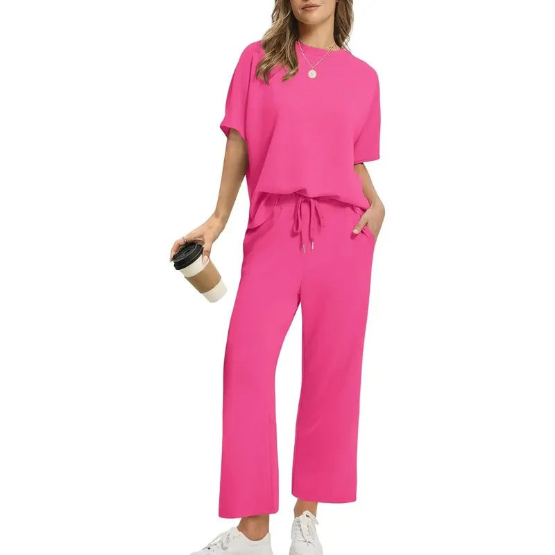 ComfortBlend - Women's 2 Piece Lounge Set with Oversized Top & Wide Leg Pants 7