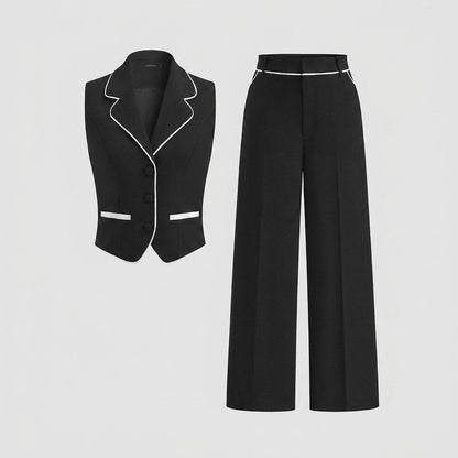 Cora Blazer Set with Contrast Piping and Slight Stretch Regular Fit 2