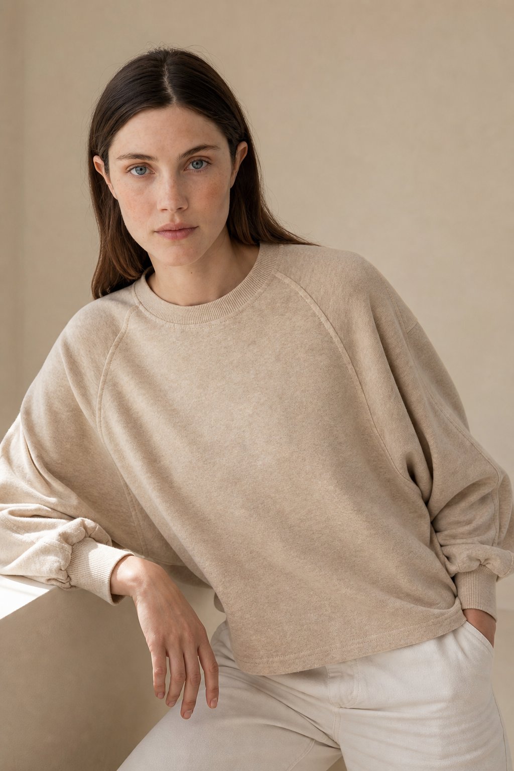 Cotton Lantern Sleeve Pullover Sweatshirt - Breathable Relaxed Fit Top 2
