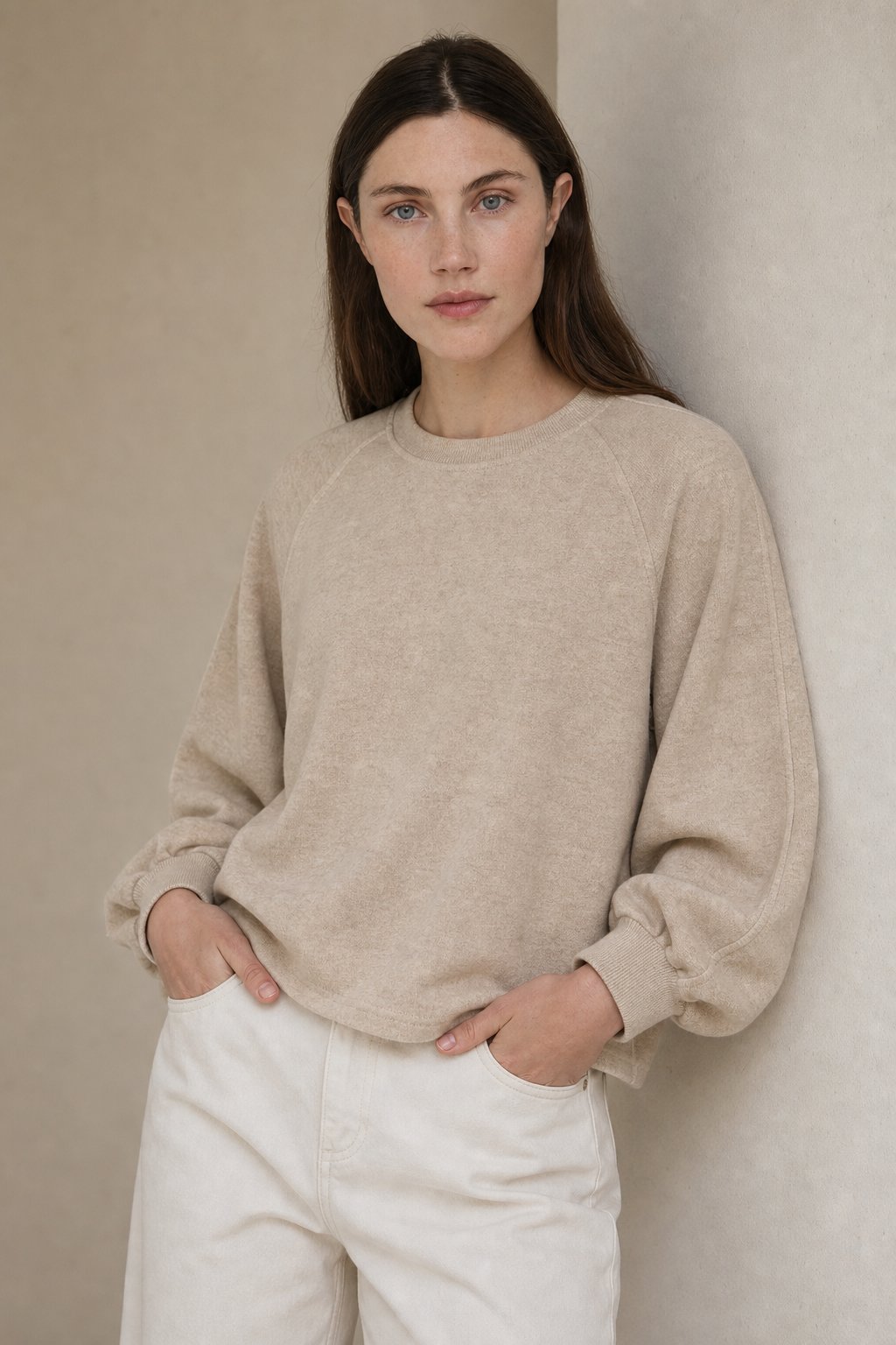 Cotton Lantern Sleeve Pullover Sweatshirt - Breathable Relaxed Fit Top 3