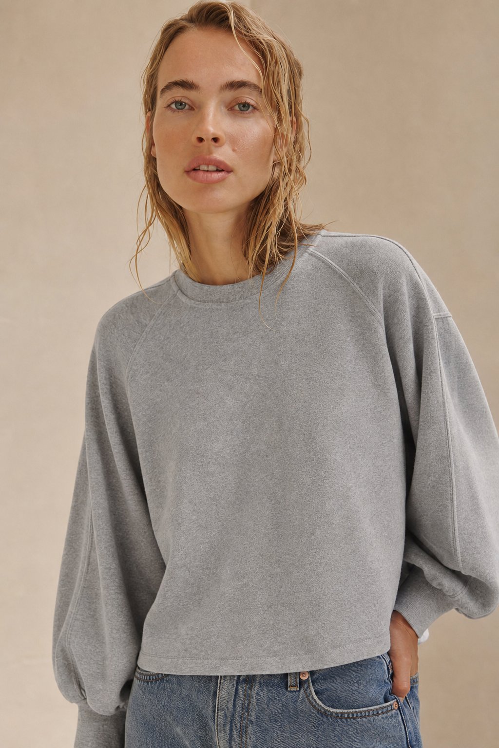 Cotton Lantern Sleeve Pullover Sweatshirt - Breathable Relaxed Fit Top 5