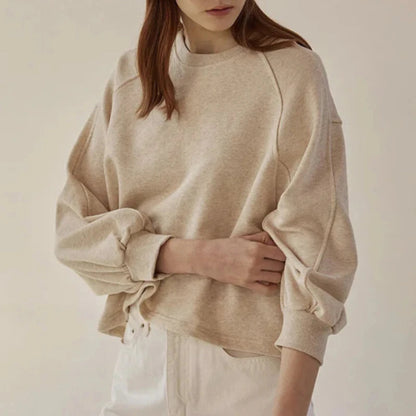 Cotton Lantern Sleeve Pullover Sweatshirt - Breathable Relaxed Fit Top 6