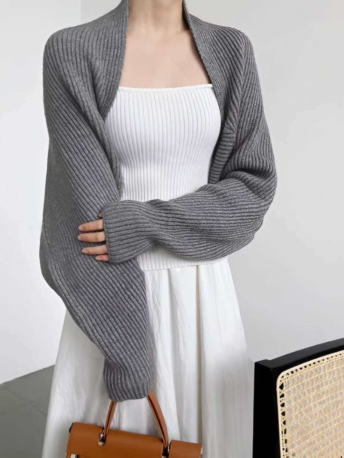 CozyKnit - Solid Open-Front Womens Shrug Sweater with Stretch for Casual Comfort 8