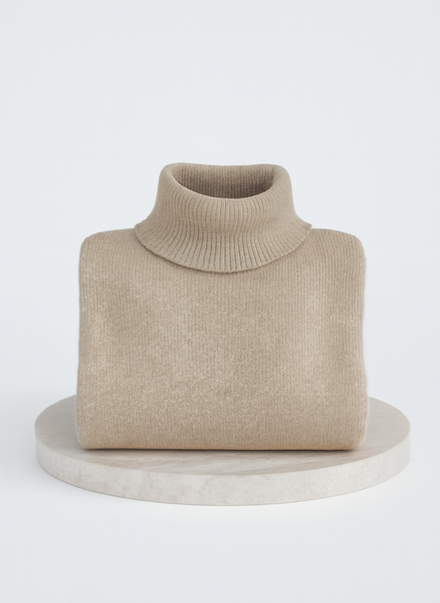Cozy Oversized Turtleneck Sweater with Asymmetric Hem for Effortless Style 3
