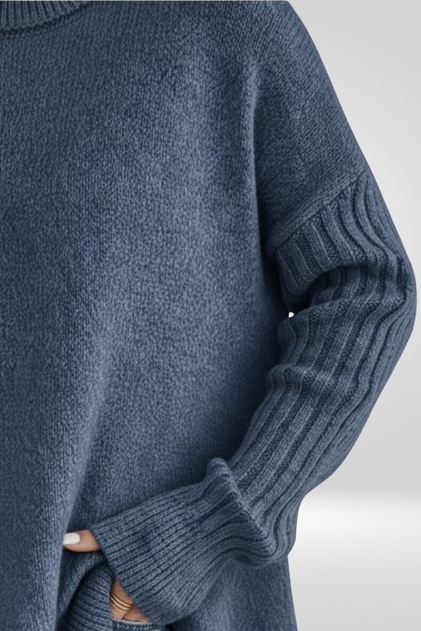 Cozy Oversized Turtleneck Sweater with Asymmetric Hem for Effortless Style 7