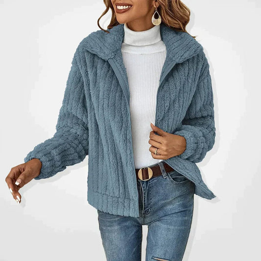 Cozy Plush Sherpa Cardigan Jacket with Wide Lapel Collar for Layering 1