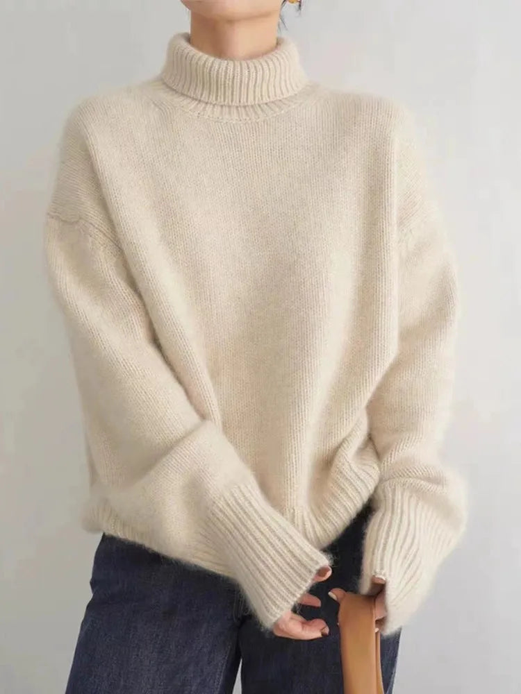 Cozy Ribbed Turtleneck Sweater - Relaxed Fit for Effortless Style 1