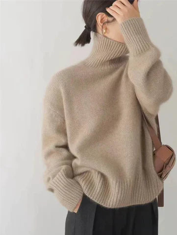 Cozy Ribbed Turtleneck Sweater - Relaxed Fit for Effortless Style 4
