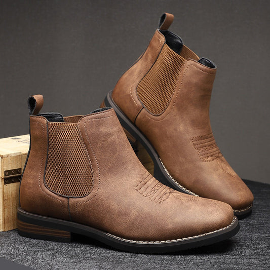 Daniel Western - Black Chelsea Boots With Elastic Side Panels & Stacked Heel 0
