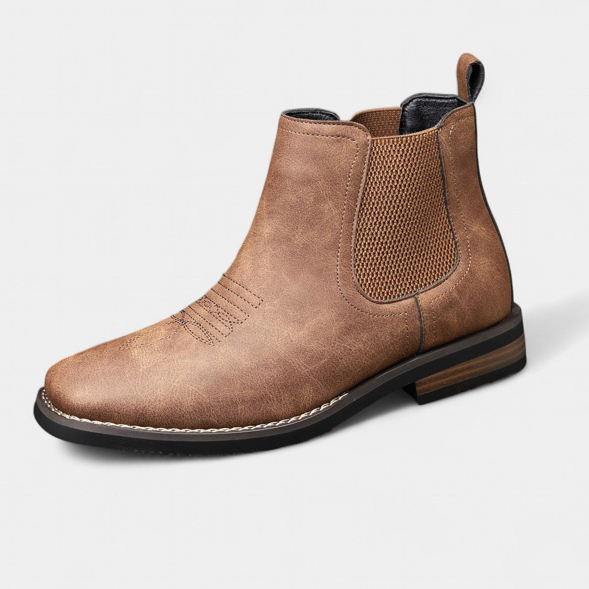 Daniel Western - Black Chelsea Boots With Elastic Side Panels & Stacked Heel 1