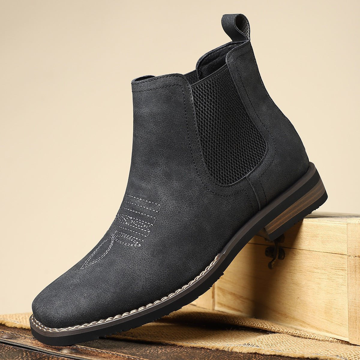 Daniel Western - Black Chelsea Boots With Elastic Side Panels & Stacked Heel 5